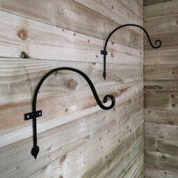 Rackhams Pack of 2 Heavy Duty Handcrafted Metal 38cm Black Wall Bracket Hook For Garden Hanging Basket Bird Feeder - Pots & Planters - thumbnail 1
