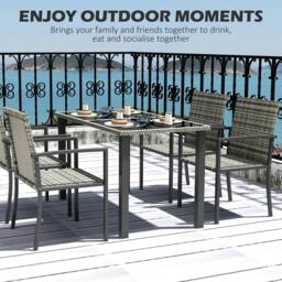 Rackhams Outdoor Dining Set 5 Pieces Patio Conservatory with Tempered Glass Tabletop,4 Dining Chairs - Mixed Grey - thumbnail 3