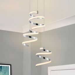 Rackhams Nyah 3 Light LED Spiral Cluster Pendant Light - Chrome - thumbnail 1