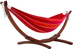 Rackhams Double Cotton Hammock with Solid Pine Arc Stand - Mimosa