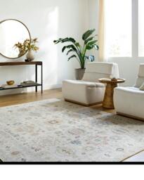 Rackhams Our Pnw Home Spokane-Vintage Ivory Pink Yellow Traditional Boho Rug - 117 x 170 cm - thumbnail 1