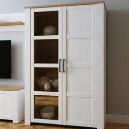 Rackhams Bohol Display Cabinet in Riviera Oak/White - Full Assembly Required - Riviera Oak & White - Matt - thumbnail 5