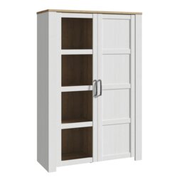 Rackhams Bohol Display Cabinet in Riviera Oak/White - Full Assembly Required - Riviera Oak & White - Matt