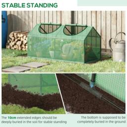 Rackhams Mini Greenhouse, Small Plant Grow House for Outdoor with Durable PE Cover, Observation Windows, 120 x 60 x 60 cm, Green - thumbnail 5
