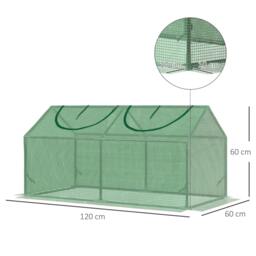 Rackhams Mini Greenhouse, Small Plant Grow House for Outdoor with Durable PE Cover, Observation Windows, 120 x 60 x 60 cm, Green - thumbnail 2
