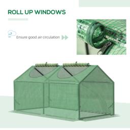 Rackhams Mini Greenhouse, Small Plant Grow House for Outdoor with Durable PE Cover, Observation Windows, 120 x 60 x 60 cm, Green - thumbnail 4