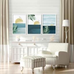 Rackhams Tropical wall art - Set of 3 wall art prints - 20 x 30 in / 50 x 76 cm - Polyester Canvas 260 gsm - Canvas wrapped - thumbnail 2