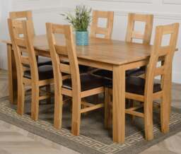 Rackhams Oslo 180 x 90cm Large Oak Dining Set with Yale Oak Chairs - 1 - Natural Oak - 8 chairs - thumbnail 2