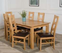 Rackhams Oslo 180 x 90cm Large Oak Dining Set with Yale Oak Chairs - 1 - Natural Oak - 8 chairs - thumbnail 3