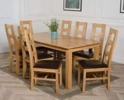 Rackhams Oslo 180 x 90cm Large Oak Dining Set with Yale Oak Chairs - 1 - Natural Oak - 8 chairs - thumbnail 5
