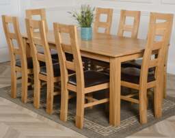 Rackhams Oslo 180 x 90cm Large Oak Dining Set with Yale Oak Chairs - 1 - Natural Oak - 8 chairs - thumbnail 4