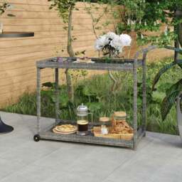Rackhams Bar Cart Grey 100x45x83 cm Poly Rattan - Poly rattan, powder-coated steel - Grey