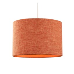 Rackhams Contemporary and Sleek Orange Natural Linen Fabric Drum Lamp Shade 60w Max - thumbnail 2
