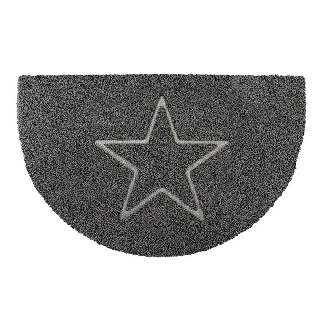 Rackhams Star Half Moon Doormat in Grey - Grey - Vinyl - 1