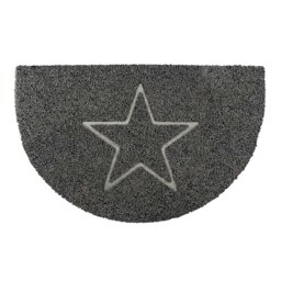 Rackhams Star Half Moon Doormat in Grey - Grey - Vinyl - 1
