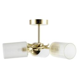 Rackhams Modern Gold Ceiling Light with Cylindrical Lined Clear Glass Shades - thumbnail 5