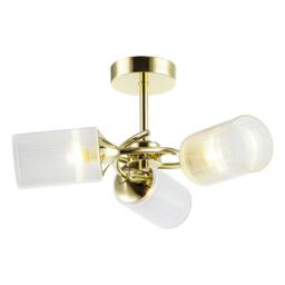 Rackhams Modern Gold Ceiling Light with Cylindrical Lined Clear Glass Shades - thumbnail 2