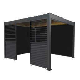 Rackhams Aluminium Pergola With Anthracite Blinds, 2 x Side Panels & LED Lights - 3m x 4m - thumbnail 1