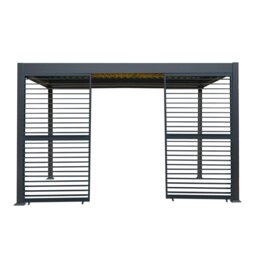 Rackhams Aluminium Pergola With Anthracite Blinds, 2 x Side Panels & LED Lights - 3m x 4m - thumbnail 2