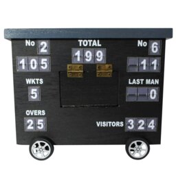 Rackhams Cricket Scoreboard Desk Tidy - Authentically Designed - Store Phones & Stationery - Personalise Scores - Grey, Wood - thumbnail 5