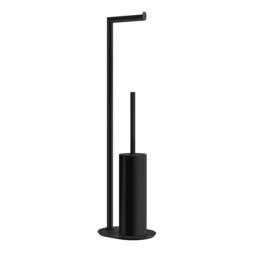 Rackhams Matt Black Stainless Steel Freestanding Toilet Roll and Toilet Brush Holders