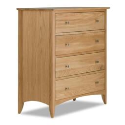 Rackhams Edward Hopper Chest of Drawers with 4 Drawers. Assembled Wooden Storage - Oak, Brown