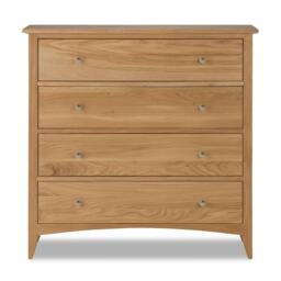 Rackhams Edward Hopper Chest of Drawers with 4 Drawers. Assembled Wooden Storage - Oak, Brown - thumbnail 2