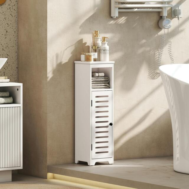 Rackhams Bathroom Cabinet, Bathroom Floor Cabinet with Adjustable Shelf, White - Bathroom Cabinet - MDF - White - image 1