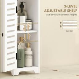 Rackhams Bathroom Cabinet, Bathroom Floor Cabinet with Adjustable Shelf, White - Bathroom Cabinet - MDF - White - thumbnail 5