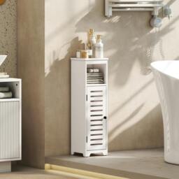 Rackhams Bathroom Cabinet, Bathroom Floor Cabinet with Adjustable Shelf, White - Bathroom Cabinet - MDF - White - thumbnail 1
