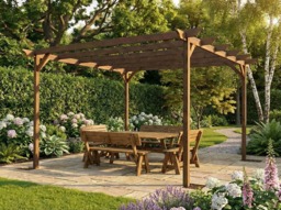 Rackhams Champion Wooden Garden Pergola Kit - Natural (Light Green) - 1.8m x 2.4m - thumbnail 5