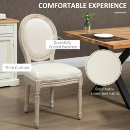 Rackhams French-Style Dining Chairs Set of 2 with Linen Upholstery, Cream - Cream - thumbnail 4