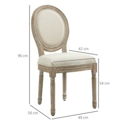 Rackhams French-Style Dining Chairs Set of 2 with Linen Upholstery, Cream - Cream - thumbnail 5