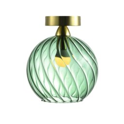 Rackhams Designer Chic Ceiling Light with Brushed Gold Base and Emerald Green Glass Shade - thumbnail 2
