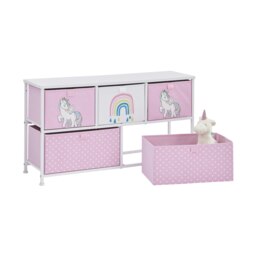 Rackhams Kids Unicorn 5 Drawer Storage Chest - Pink/White - thumbnail 4