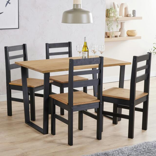 Rackhams Texas 5-Piece Dining Set, Table & 4 Chairs, Industrial Design