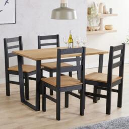 Rackhams Texas 5-Piece Dining Set, Table & 4 Chairs, Industrial Design
