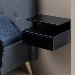 Rackhams Ashlan Bedside Table with 1 Drawer in Black - 1 - Black - Manufactured wood - thumbnail 6