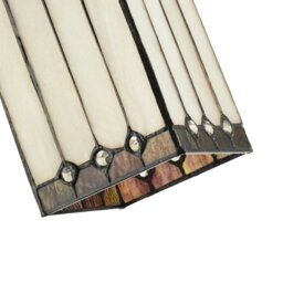 Rackhams Square Lantern Opal White Stained Glass Tiffany Pendant Shade with Clear Beads - thumbnail 3