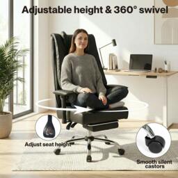 Rackhams Office Chair Big Tall High Back Heavy Duty PU Recliner Executive Chair - thumbnail 6