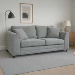 Rackhams Quilted Full Fabric Chenille 3 Seater Sofa - Beige - thumbnail 2