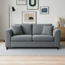 Rackhams Quilted Full Fabric Chenille 3 Seater Sofa - Beige - thumbnail 5