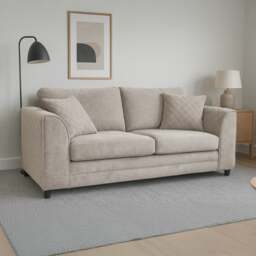 Rackhams Quilted Full Fabric Chenille 3 Seater Sofa - Beige - thumbnail 1