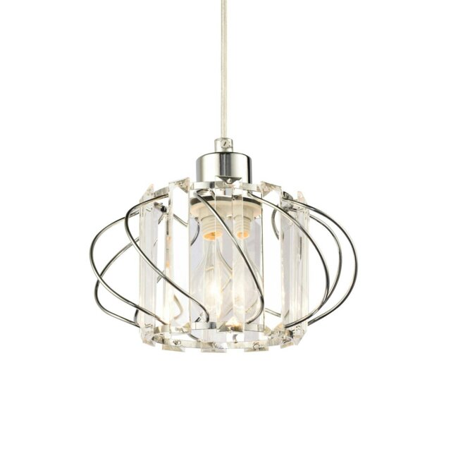 Rackhams Modern Pendant Lamp Shade with Clear Acrylic Rectangular Prims and Chrome Frame - image 1