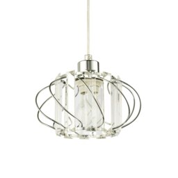 Rackhams Modern Pendant Lamp Shade with Clear Acrylic Rectangular Prims and Chrome Frame - thumbnail 2