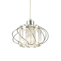 Rackhams Modern Pendant Lamp Shade with Clear Acrylic Rectangular Prims and Chrome Frame - thumbnail 1