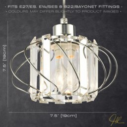 Rackhams Modern Pendant Lamp Shade with Clear Acrylic Rectangular Prims and Chrome Frame - thumbnail 6
