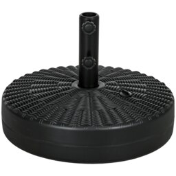 Rackhams 29kg Round Parasol Base w/ Rattan Effect, Plastic Umbrella Stand, Black - thumbnail 2