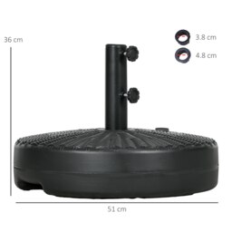 Rackhams 29kg Round Parasol Base w/ Rattan Effect, Plastic Umbrella Stand, Black - thumbnail 5