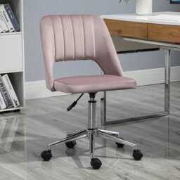 Rackhams Mid-Back Swivel Home Office Chair Scallop Computer Chair - Cream White - thumbnail 2
